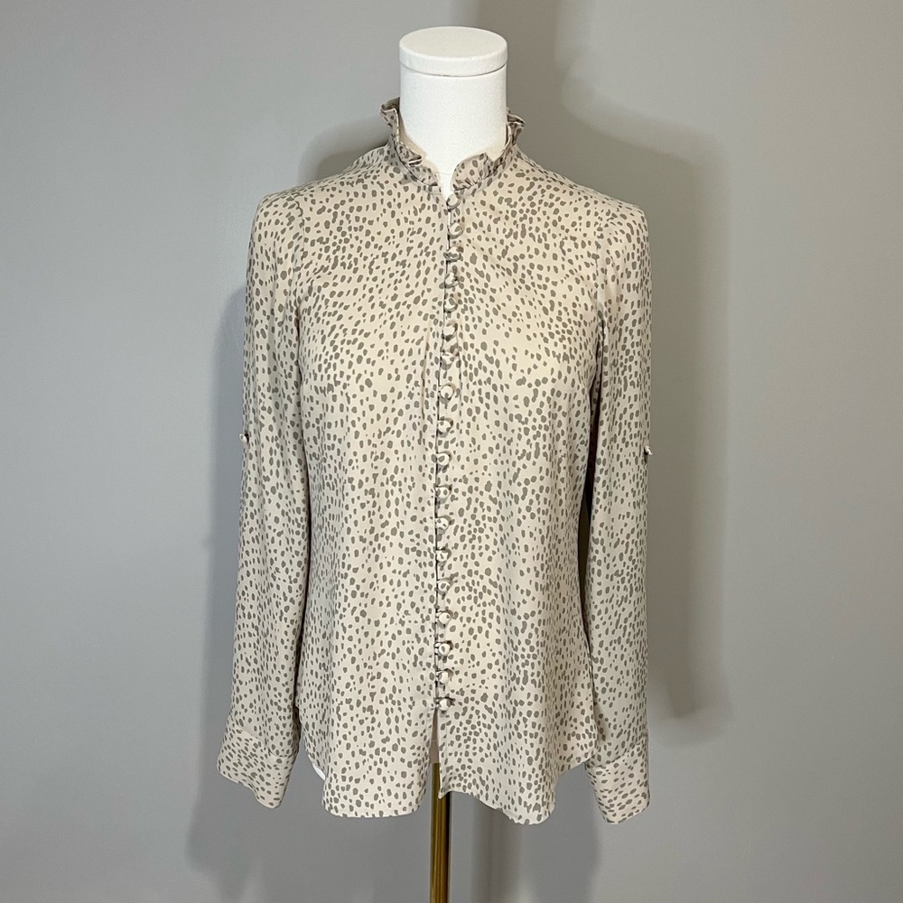 Express High Neck Portofino Slim Shirt Button Down Blouse Size XS